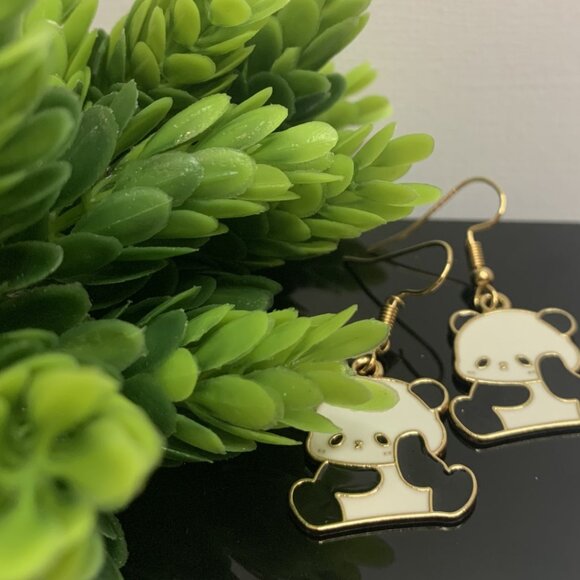 Panda Earring, Panda Bear Jewelry, Gift, Panda Jewelry, Silly Animal Earring - Picture 4 of 9
